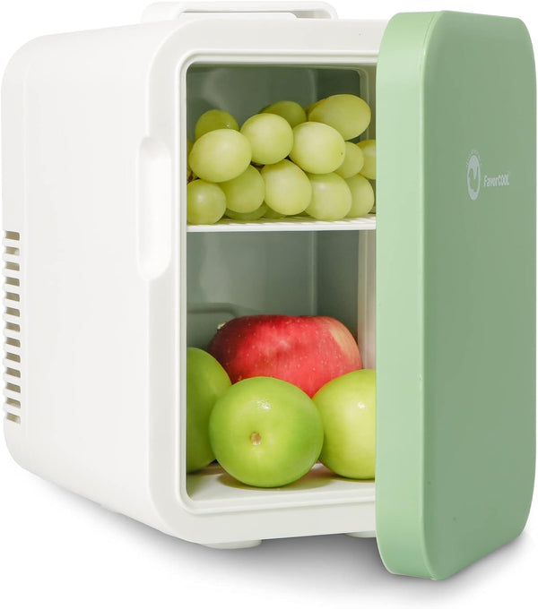 Mini Skincare Fridge, 6 Liter/6 Cans Small Refrigerator Cooler Warmer 110V AC/ 12V DC Personal Fridge for Bedroom, Beverage, Makeup