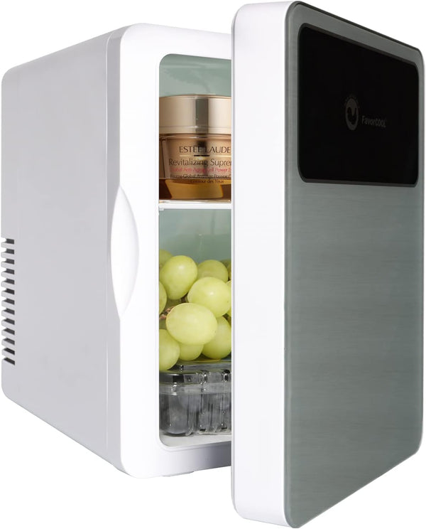 Mini Fridge 8L, Makeup Skincare Fridge 110V AC/ 12V DC Portable Small Refrigerator Cooler Warmer for Skin Care, Cosmetics, Beverage, Desktop Accessory for Home Office Dorm Travel